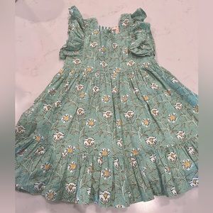 Pink Chicken Green Floral Kids Dress